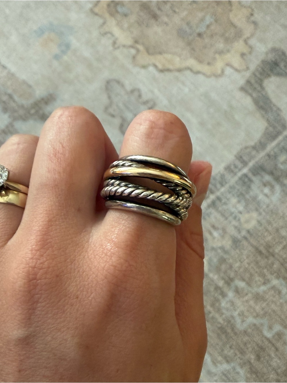 David Yurman Two Tone Crossover Ring size 6